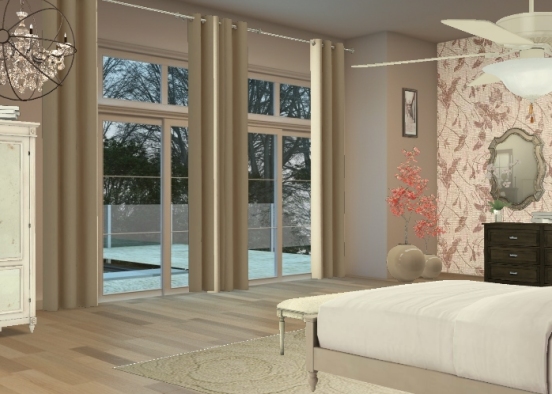 Neutral floral master bedroom  Design Rendering