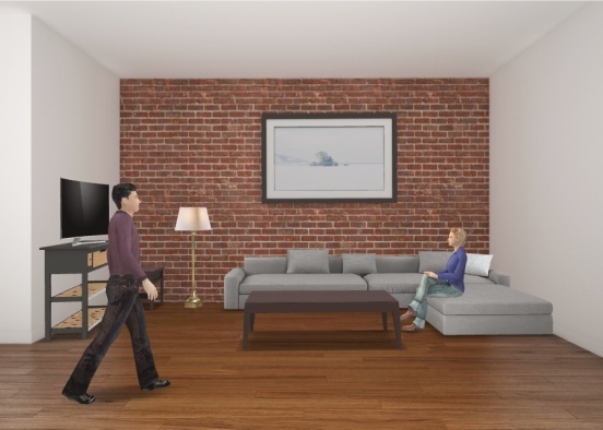 The pleasent living room Design Rendering