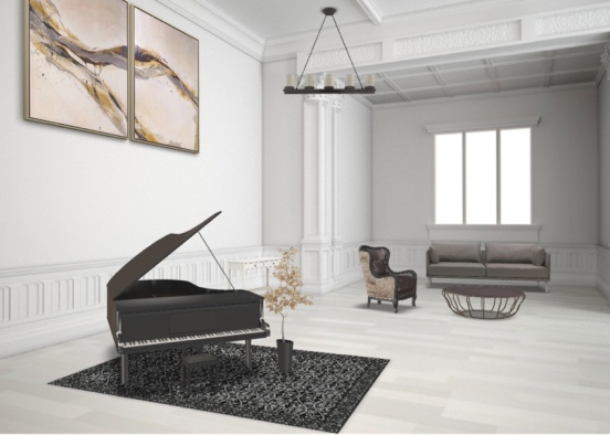 a nice comfortable sitting room while listening to the beautiful sound of a grand piano  Design Rendering