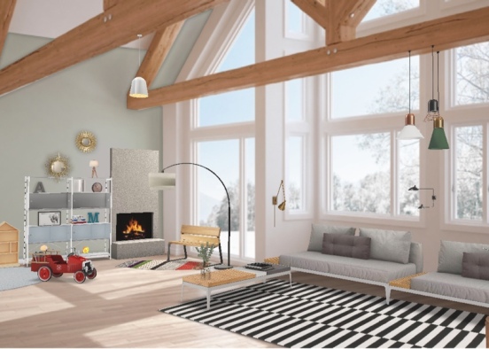 cosy living room of a familie of 4 Design Rendering