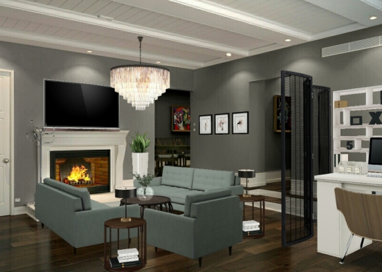 Living Room,office Design Rendering
