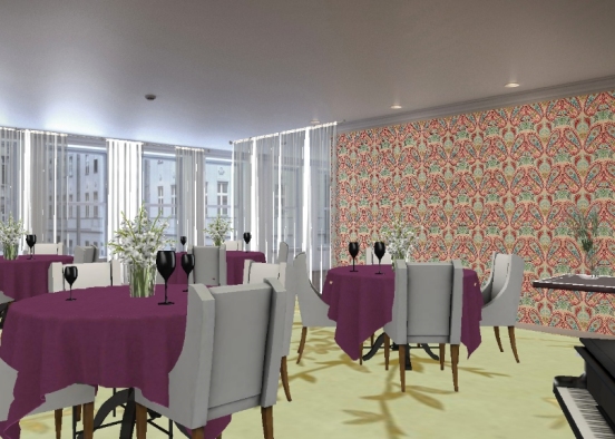 Exclusive Four Top Intimate Restaurant Design Rendering