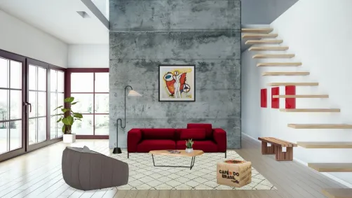 Salon rouge moderne