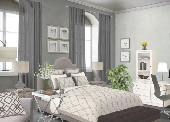 Shades of Gray Bedroom Design Rendering