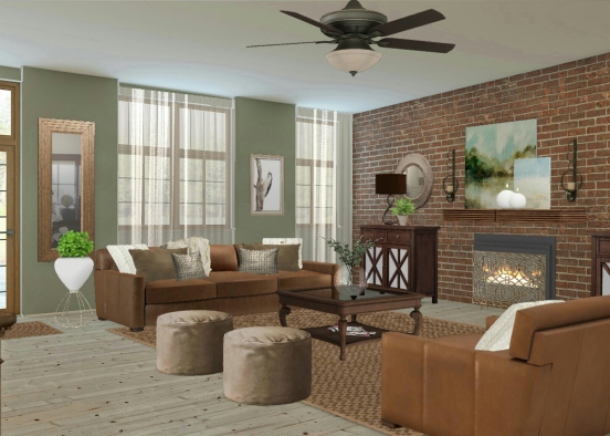 Formal Country Living Room Design Rendering