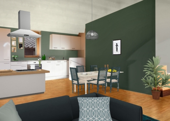 Küche grün Design Rendering