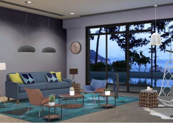 poolside living room Design Rendering