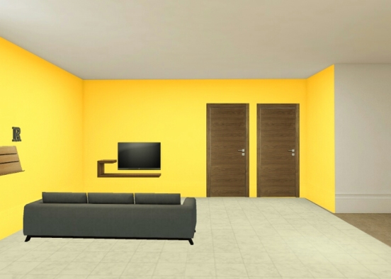 Sala na cor amarela Design Rendering