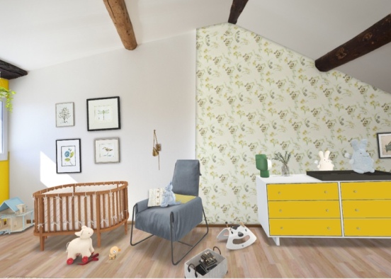 baby room yellow Design Rendering