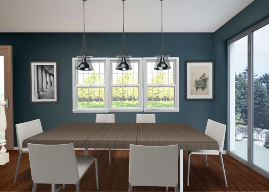 teal dining room  Design Rendering