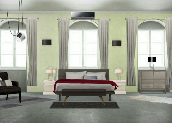 Modern grey bedroom Design Rendering