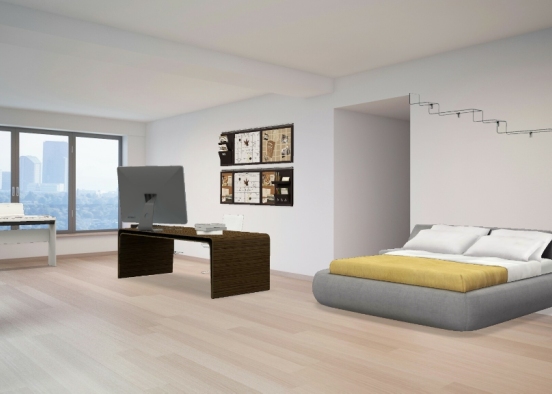 Oficina-dormitorio Design Rendering