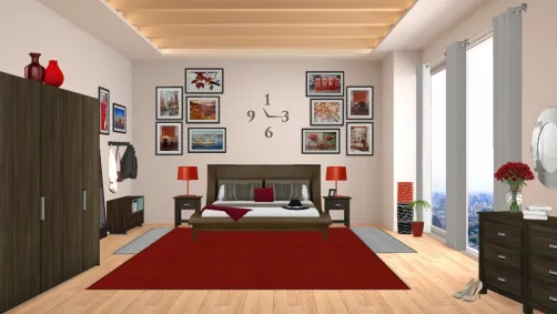 Red and black bed room 