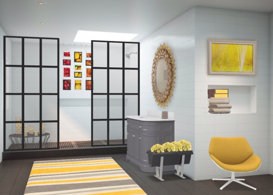 Salle de bain jaune Design Rendering