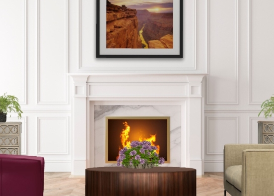 Fireside Living Room  Design Rendering