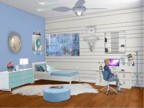 Modern Combination of Teal and White.