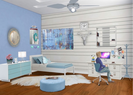 Modern Combination of Teal and White. Design Rendering
