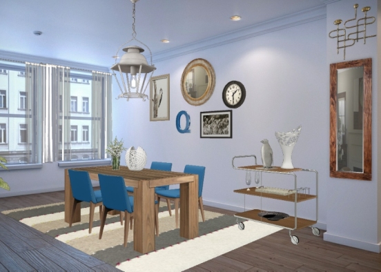 Clean and cozy dining room Design Rendering