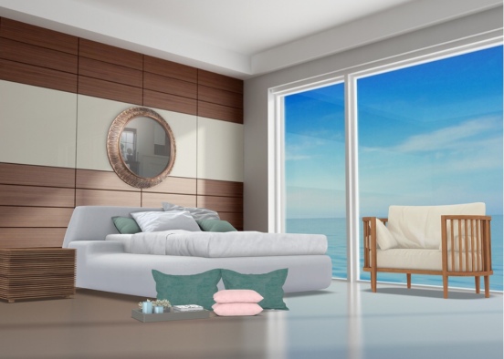 Breezy Oceanside Bedroom  Design Rendering