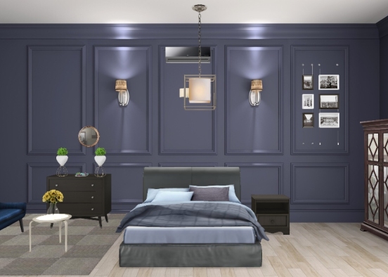 Nice blue-bredroom Design Rendering