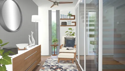 grey blue modern home entryway 