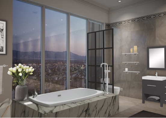 modern bathroom with a view Design Rendering