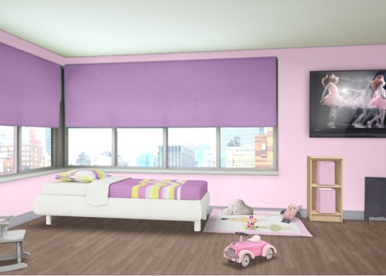 Kids pink ballerina bedroom Design Rendering