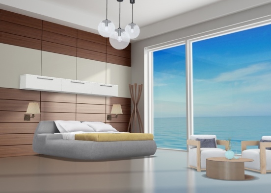 sea view bedroom Design Rendering