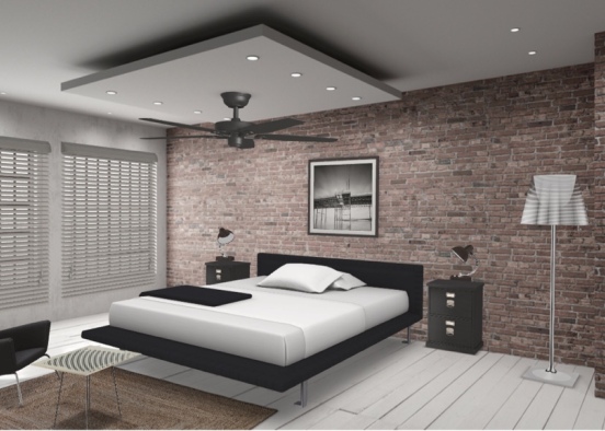Industrial bedroom design Design Rendering