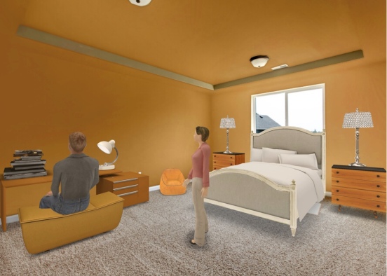 orange bedroom  Design Rendering