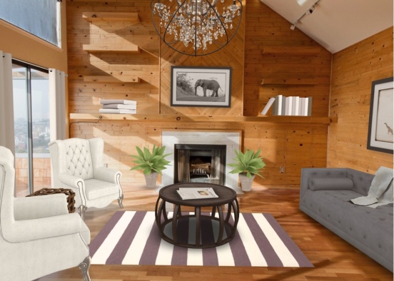 Wood family room  Design Rendering