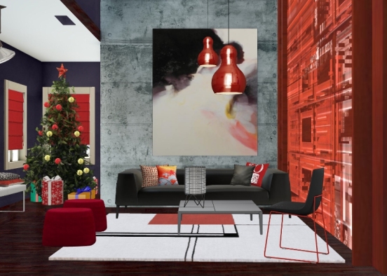 Welcome Christmas in red. Design Rendering