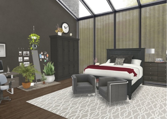 trendy charcoal bedroom  Design Rendering