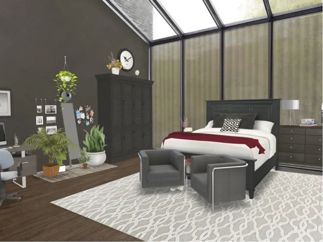 trendy charcoal bedroom 