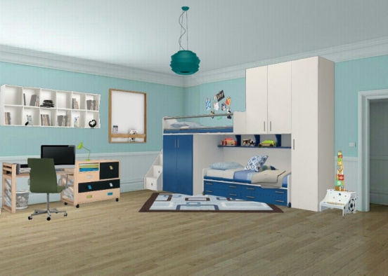 Blu bedroom fpr children Design Rendering