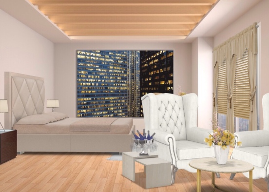 Luxurious city condo bedroom Design Rendering
