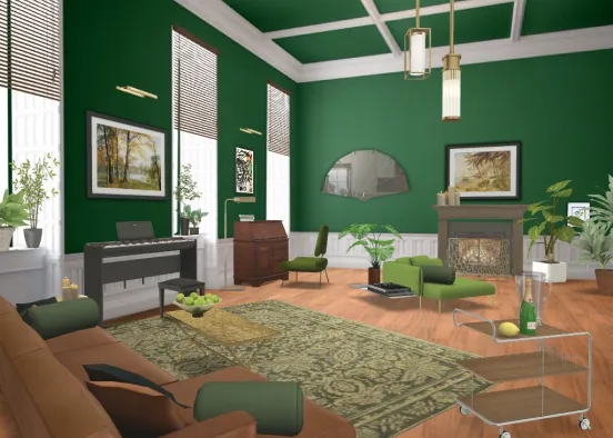Green saloon  Design Rendering
