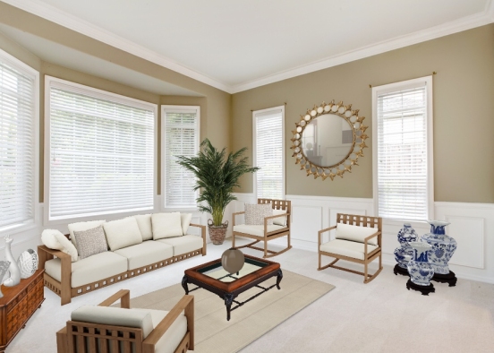 White summer living room Design Rendering