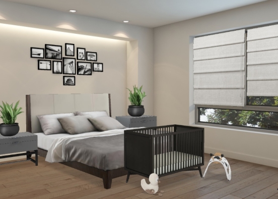 Modern black bedroom Design Rendering
