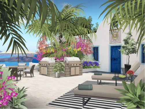 Lush Mediterranean Garden 