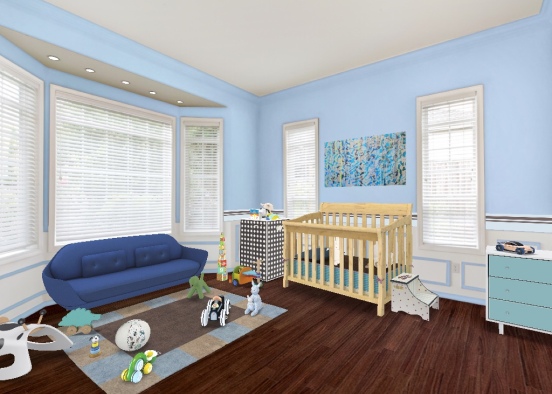 Classic Blue Baby's Room Design Rendering