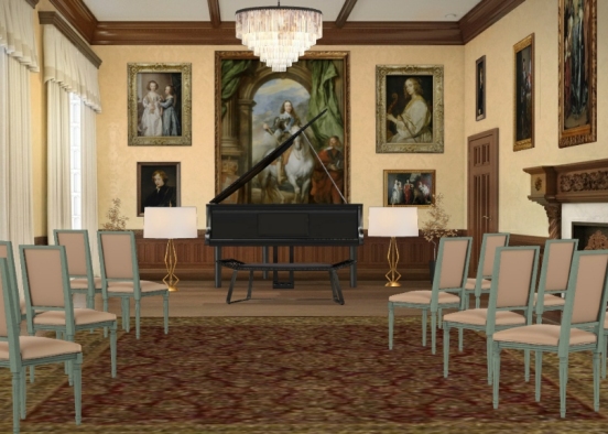 Sala do piano Design Rendering