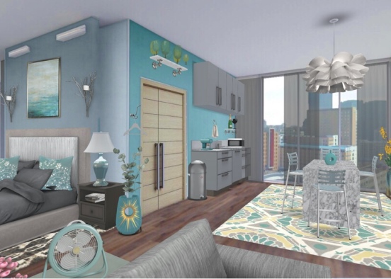 quaint and high end. teal and shades of grey.  Design Rendering