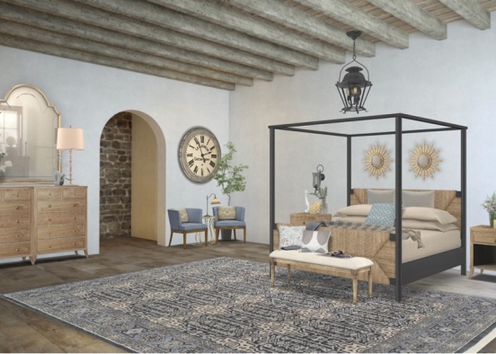 French country bedroom Design Rendering