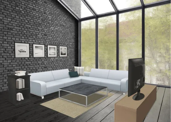 neutrals living room Design Rendering
