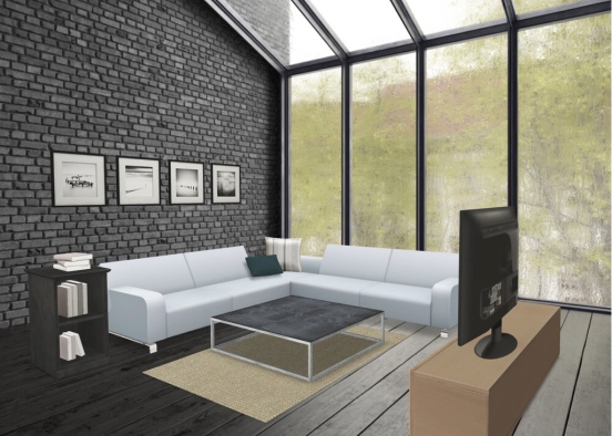 neutrals living room Design Rendering