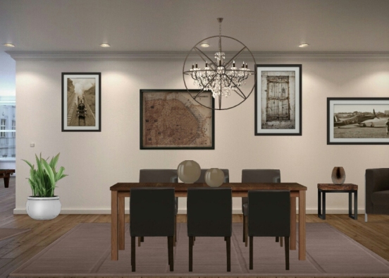 Brown dining room Design Rendering