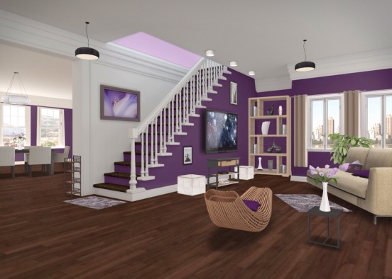 Purple tan living Design Rendering