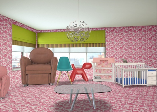 Pink Baby room Design Rendering