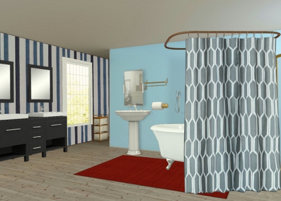 Blue coloured beautiful bathroom Design Rendering